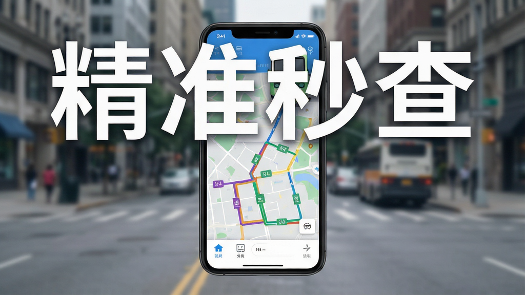 һ�������ֻ���Ļչʾ��׼��鹫��·��APP�Ľ��棬����Ļ��ʾ�����ĵ�ͼ�빫����·�滮�������黯���нֵ������������ִ���ɫ�����죬ͻ������׼��顱�ĸ��֣����ʸɾ����޶���Ԫ��