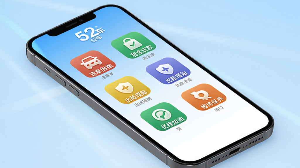 չʾ52��APP������棬�ֻ���Ļ������ʾAPP�����棬����Υ�´��ɡ���𻹿�������⡢�Żݼ��͡�ά�ޱ����Ȳ�ɫ����ͼ�꣬��������ˬ��࣬����Ϊǳ��ɫ���䣬�ֻ�б�ŽǶȣ���Χ����͹�Ч��ͻ����52����APP���ƣ�������Ⱦ���ɾ��޶���Ԫ��