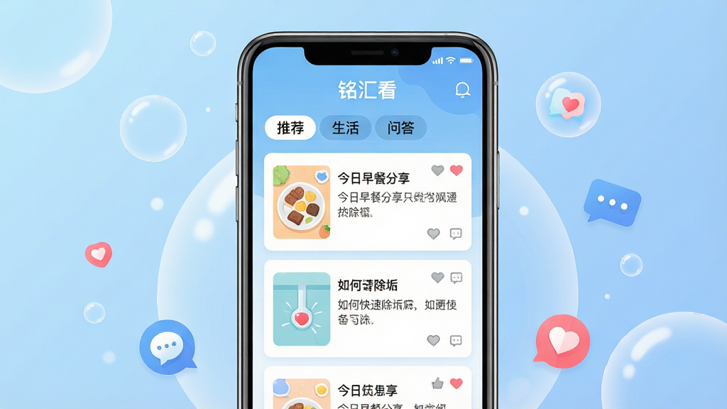���壺һ��������Ļ�������ֻ�����Ļ����ʾ�����㿴������APP����ҳ���棬�ж�����ӿ�Ƭ�����֣��ֻ����У���������͵Ľ�����ɫ����Χ����ӯ�����ݺ�����Ԫ��ͼ���簮�ġ��Ի����ݡ��Ű棺�ֻ���Ļ���������������࣬��Ƭʽ���֣��С��Ƽ�����������ʴ𡱱�ǩ������ִ���ƽ���廭�磬ɫ���������¡�ϸ�ڣ���Ļ�ϵ����ӿ�Ƭ�б���ͼ�����֣��硰������ͷ���������ο��ٳ�������������С�ĵ��޺�����ͼ�ꡣ���ʣ����壬�ɾ����޶���Ԫ�ء�