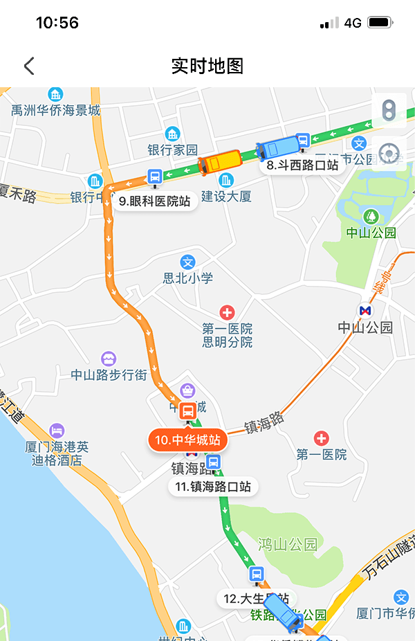 精准秒查公交路线 手机地图App实时公交功能界面