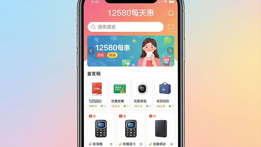 ���壺12580ÿ����ֻ�Ӧ�ý���չʾ����Ļ����ʾ������Ʒ������Żݻ��������֣��ֻ����У���Ļ���������ɼ�������Ϊ��ͽ���ɫ���Ű棺����ִ�����Ʒ��Ƭ�������У���񣺵���ƽ̨���ɫ��������ϸ�ڣ�����������������ֲ�ͼ����Ʒ�б�����Ļ�Ϸ��С�12580ÿ��ݡ����������ʣ����壬�ɾ����޶���Ԫ��