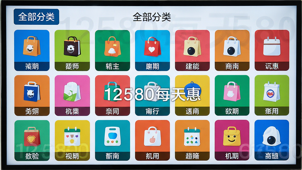 ���壺12580ÿ�����Ʒ����չʾ����Ļ�������Ÿ�����Ʒͼ�ꣻ���֣�����״���У�ͼ�����룻�Ű棺ÿ������ͼ���������ֱ�ǩ����񣺱�ƽ����ƣ�ɫ�����ޣ�ϸ�ڣ���Ļ�����С�ȫ�����ࡱ���⣬�·��С�12580ÿ��ݡ�ˮӡ�����ʣ����壬�ɾ����޶���Ԫ��