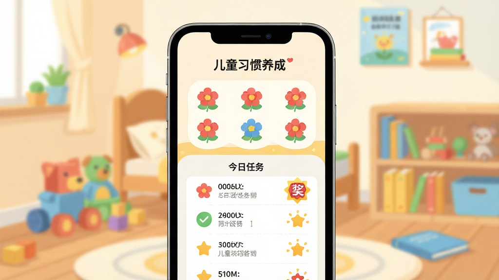 ��������Ϊһ�������ֻ���Ļ����Ļ������ʾ����ͯϰ�����ɡ�APP�����棬�������в�ɫ��С�컨ͼ��͡����������б�������Ϊ��ܰ�Ķ�ͯ��������ߺ��鱾�����岼��Ϊ�ֻ����У��������ף��Ű��ࡣ���Ϊ��ƽ�廭�磬ɫ��������ͣ�ϸ�ڰ���������ɺ�ĶԹ��ͽ������������������ɾ����޶���Ԫ�ء�