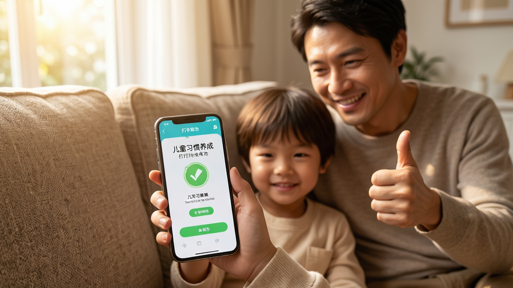 ��������Ϊ�ҳ��ͺ���һ������ɳ���ϣ����������ֻ�����Ļ��ʾ����ͯϰ�����ɡ�APP�Ĵ򿨳ɹ����棬�ҳ�΢Ц���ޡ�����Ϊ���˾��У�ǰ���ֻ���д�����Ϊдʵ��Ӱ���ůɫ����ϸ�ڰ���ɳ�������ʹ������⣬���ʸ���ɾ����޶���Ԫ�ء�