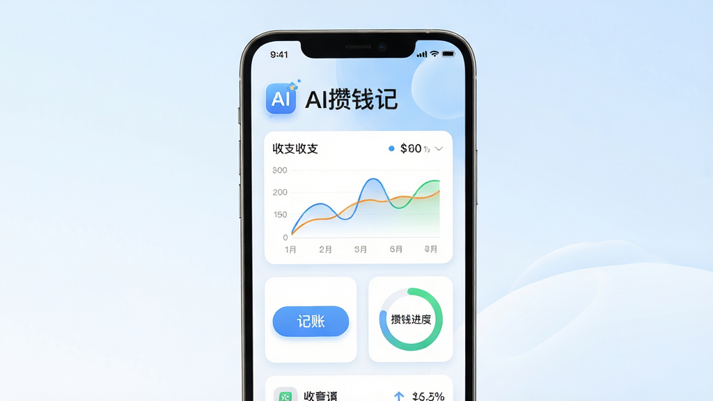 ���壺�����ֻ���Ļչʾ��AI��Ǯ�ǡ������棬���涥����ʾ��AI��Ǯ�ǡ��������·��ֲ�����������֧ͼ�������˰�ť����Ǯ���Ȼ������֣��ֻ����У�����Ԫ�ذ����ܷ������У��Ӿ���η������Ű棺�ִ���Լ�����Ϣ��Ƭ�������У�ͼ��Բ�󣻷�����������������������׽��䣻ϸ�ڣ�AI����ͼ����˸��ʾ��ͼ�����ݿ��ӻ���ɫ�ʴ���Э�������ʣ�������Ⱦ���ɾ��޶���Ԫ�ء�