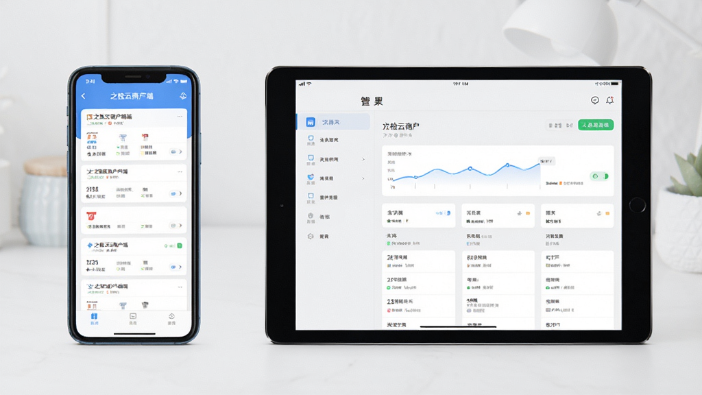 之检云商户端在手机和平板上使用的对比场景,左侧为手机竖屏显示,右侧为平板横屏显示,界面清晰,背景简洁,画质高清,无多余元素