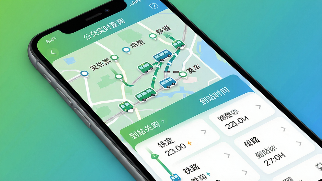 ���壺��·��Ʊ��ƱAPP�Ĺ���ʵʱ��ѯ���档���֣��ֻ���Ļչʾ��ͼ����ͼ�ϱ�ע����վ��ͳ���λ�ã��·���ʾ��·�б��͵�վʱ�䡣�Ű棺��ͼռ��Ҫ������·��Ϣ�Կ�Ƭʽ���С����������Ȼ����ɫ����ɫ������ɫ����ϸ�ڣ���ͼ���й�����ͼ���ƶ�������վ���������������ʣ����塢�ɾ����޶���Ԫ�ء�