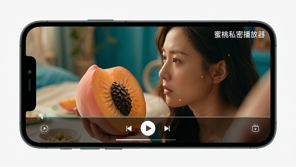 主体:蜜桃私密播放器播放高清视频的画面。布局:手机横屏播放视频,画面占据整个屏幕。排版:突出视频画质。风格:电影质感,色彩鲜明。细节:视频画面清晰细腻,色彩丰富,播放控件简洁悬浮,屏幕角落显示“蜜桃私密播放器”水印。画质:超清,干净,无多余元素。