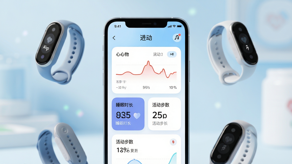 ���壺����APP������չʾ��һ�������ֻ���Ļ��ʾ�������ݿ��壬��Χ����ָ��ʽ���ܴ����豸����ͱ��������֣��ֻ����У��豸���ƣ����ݿ�Ƭ�������У��Ű棺����ִ������ݿ��ӻ�ͼ��Ϊ�����������ֱ�ǩ��������¿Ƽ��У�ǳ�����ɫ��ɫ����Բ��Ԫ�أ�ϸ�ڣ��������ߡ�˯��ʱ��������������ݿ�Ƭ���������ֱ�ע�������������ʣ�������Ⱦ���ɾ����޶���Ԫ�ء�