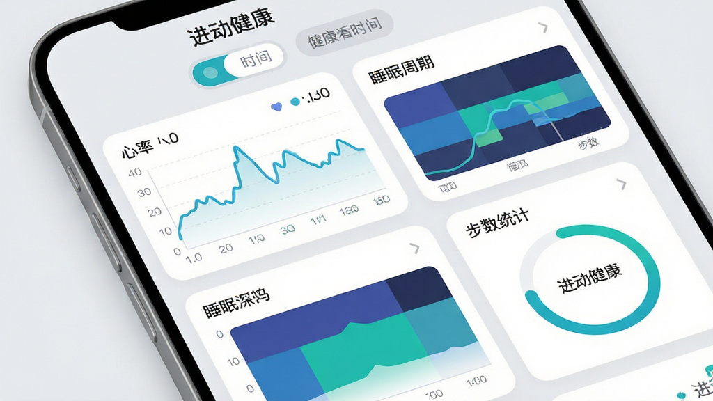 ���壺����APP�������ݿ�����棬�����������ߡ�˯������ͼ������ͳ�ƻ������֣�ͼ��ƽ������Ļ���Ϸ�Ϊʱ���л���ǩ���Ű棺��Ƭʽ���֣����ݱ�ǩ���������ǳ�ұ�����������ɫ�������������Բ�ǣ�ϸ�ڣ��������߲�����˯����ǳɫ�顢�������Ȼ����������֡����������������ʣ�����UI��ƣ��ɾ����޶���Ԫ�ء�
