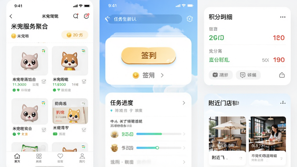 �׶����������ۺϽ��棬����Ϊ�ֻ�APP��ͼƴ����չʾ��Ʒ�б���������ȡ�������ϸ�������ŵ�Ȱ�飬���ֲ��ÿ�Ƭʽ��ƣ��Ű����룬��������죬ϸ�ڰ������ͼ�ꡢǩ����ť�������������������ɾ����޶���Ԫ��