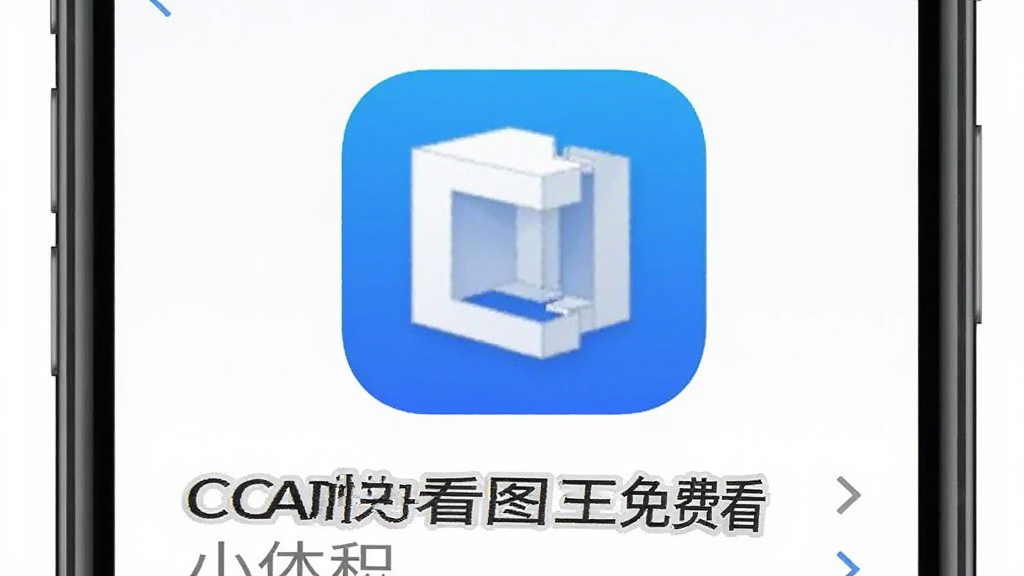 手机应用商店页面显示“CAD快看图王免费看”的安装信息,安装包大小标注为“小体积”,背景简洁,风格清爽,图标醒目,细节清晰,画质干净,无多余元素