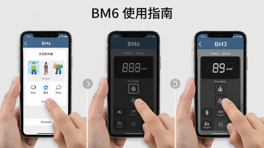 չʾBM6ʹ��ָ�ϵ�ʾ��ͼ������Ϊ�ֻ���Ļ���ֲ���������Ļ��ʾ��Խ���͵�ѹ��ֵ������Ϊ����ʽ��ѧ��񣬱���Ϊǳ��ɫ��ϸ�����������ʸɾ����޶���Ԫ�أ���Ļ�Ϸ���ע