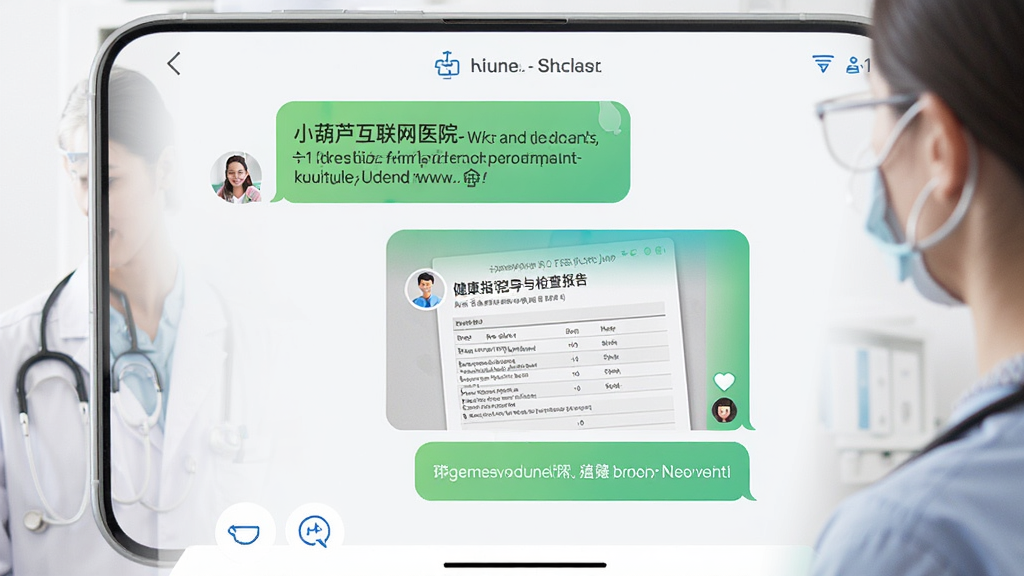 小葫芦互联网医院-医生端APP医患沟通聊天界面,医生发送健康指导与检查报告图片,对话气泡清晰,界面友好,医疗元素点缀,风格简洁,画质高清,干净无多余元素