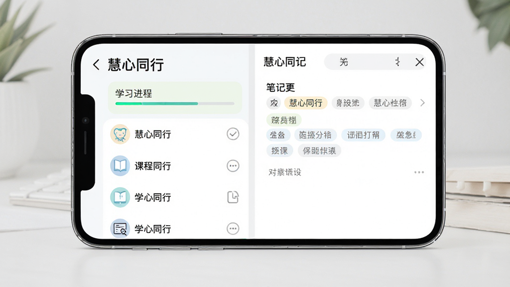ͼƬ����Ϊ�����ֻ���Ļչʾ������ͬ�С�ѧϰ���棬���ֲ������ҷ���������ǿγ��б����Ҳ��Ǳʼ������Ű�����������ִ���Լ��ϸ�ڰ���������ѧϰ�������ͱ�ǩ���࣬���ʸ��壬�ɾ��޶���Ԫ��