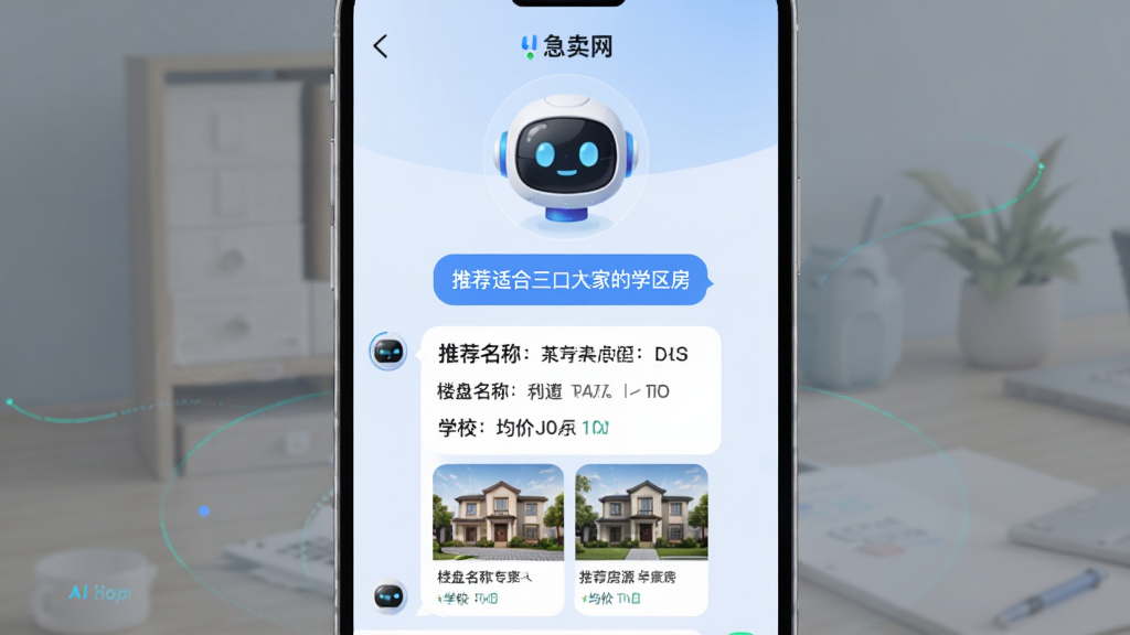 չʾ������APP��AI�����ҷ����ܵĶԻ����棬���汳��Ϊ����ɫ��������ʾһ������AI����ͷ���·�Ϊ�Ի����ݣ��û����ʡ��Ƽ��ʺ�����֮�ҵ�ѧ��������AI�ظ����ݰ���¥�����ơ��ܱ�ѧУ�����۵ȣ��������Ƽ���Դ��Ƭ��������Ƽ���ǿ��ɫ����ͣ�ͻ��AI�������Чƥ�䣬�����������ɾ��޶���Ԫ��