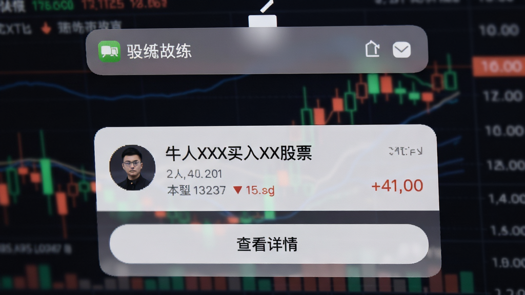 ���н��������������ͽ��棬����Ϊ�ֻ�������ʾţ�˽��׶�̬֪ͨ�������Ϸ�Ϊ֪ͨ��ͼ�꣬�м�Ϊ��Ϣ��Ƭ��ʾ��ţ��XXX����XX��Ʊ�����·�Ϊ�鿴���鰴ť������Ϊģ���Ĺ���K��ͼ�����дʵ��ϸ�ڰ���ʱ����ͼ۸񣬻��ʸ���ɾ�