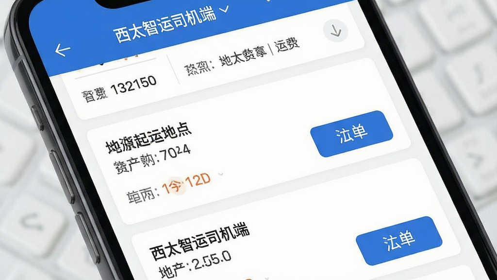手机竖屏界面特写,主体为“西太智运司机端”货源推荐页面,布局以上下滑动列表形式呈现,顶部有筛选条件栏,排版简洁明快,风格扁平化设计,细节处显示货源起终点城市与运费单价,并带有“抢单”按钮,画质清晰干净,无多余元素