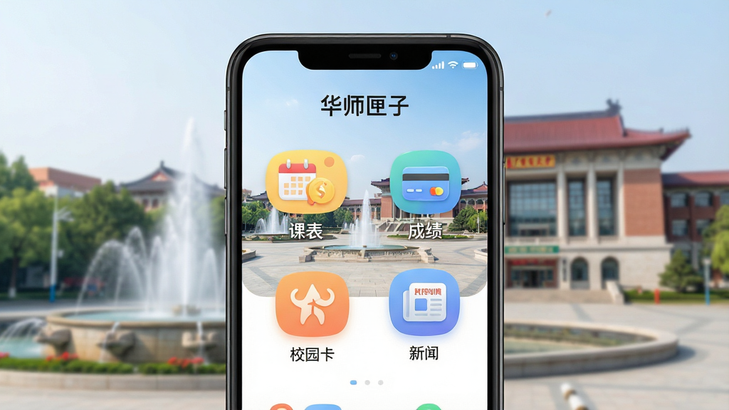 ���壺һ���ֻ���Ļ��ʾ����ʦϻ�ӡ�APP�����棬�������Լ���£�ɫ�����죬����Ϊ����ʦ����ѧ��־�Խ���������Ȫ�㳡��ͼ��ݣ�������������չʾ���α��������ɼ�������У԰�����������š���ͼ�꣬���岼�����룬ͼ��Բ��ϸ�ڷḻ�����ʸ��壬�ɾ��޶���Ԫ��