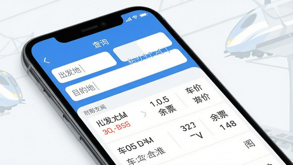 һ��չʾ��·��Ʊ��Ʊ����App������ĸ����ͼ������Ϊ�ֻ���Ļ����Ļ����ʾ���Ĳ�ѯ���棬�Ϸ��г����ء�Ŀ�ĵ�������·���ʾ�����б�������ʱ�䡢Ʊ�ۡ���Ʊ��Ϣ����������ˬ��������ɫ���ִ���ƽ����ƣ������������ɾ����޶���Ԫ��