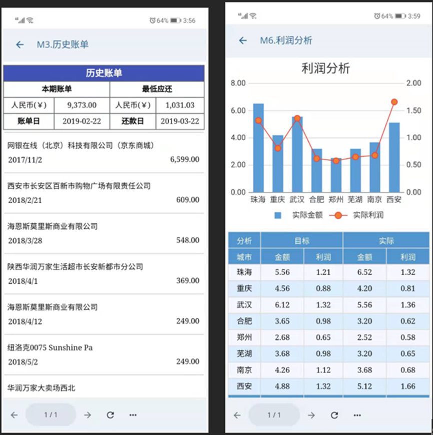 融汇数易报表统计与移动端查看效果展示
