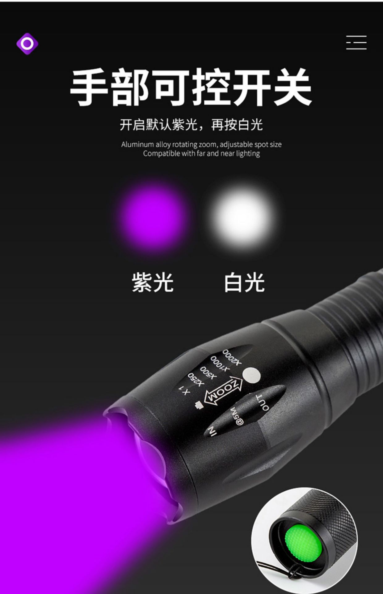 验钞手电筒紫光真假鉴定笔多功能检测灯家用实测对比