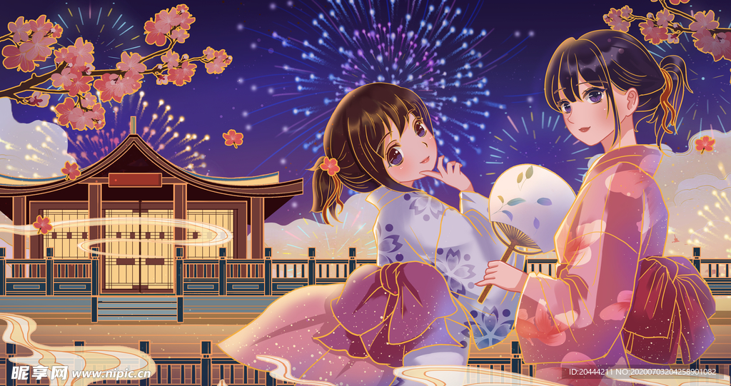 120日元之夏 花火大会 浴衣少女