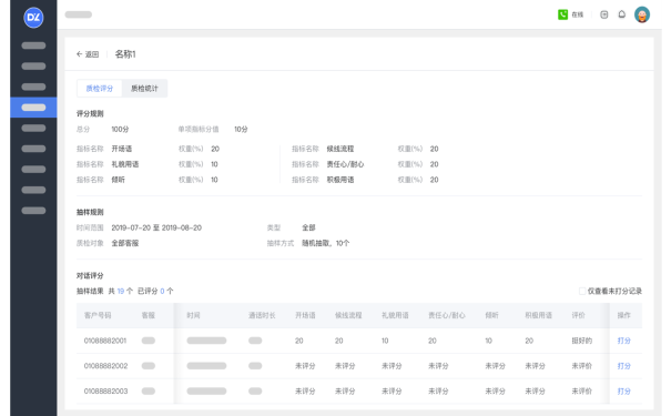 得助智能客服 工单系统 数据分析后台界面