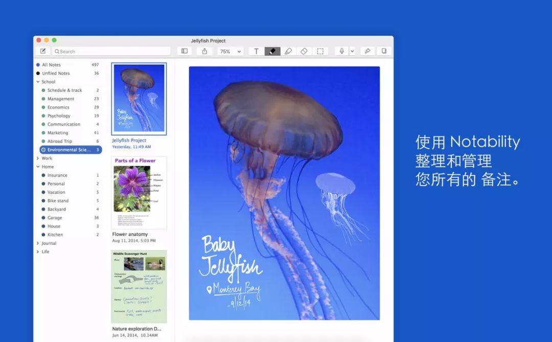 手写备忘录Notability笔记界面
