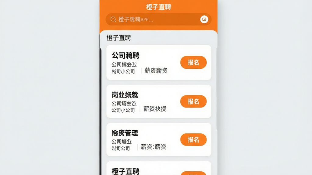 ���壺����ֱƸAPP�ĸ�λ�����뱨�������ͼ���չʾ������Ϊ��ɫ���������·��б�չʾ��ͬ��λ��Ƭ��ÿ����Ƭ�Ҳ�����Ŀ�ġ���������ť�����֣����������б����֣�ģ���ֻ���Ļ�������Ч�����Ű棺��Ϣ�㼶��������λ���ƼӴ���ʾ����˾��Ϣ��н�ʴ����Դ�Ҫ������֡���񣺽�������ִ���࣬��ť���óȰ׸߶Ա���ɫ��ϸ�ڣ���������ʾ������ֱƸ��Ʒ����������Ϊǳ��ɫ��ͻ����ɫ��Ƭ�����ʣ����壬�ɾ����޶���Ԫ�ء�
