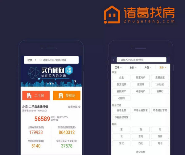 诸葛找房 二手房 房源信息 对比