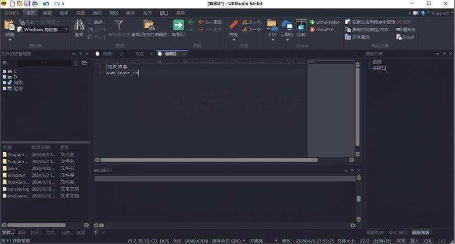 UEStudio代码编辑与项目管理界面