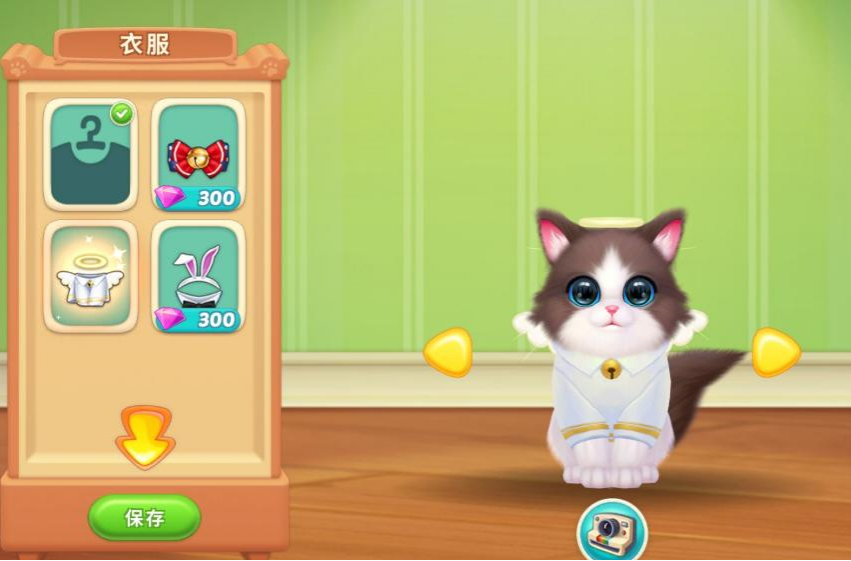萌宠服装店游戏 给小猫咪换装操作界面