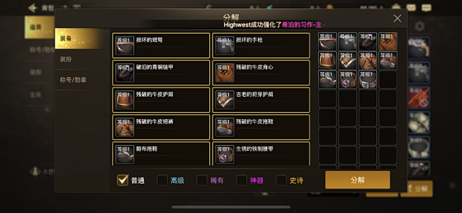 地下城卷轴战术版游戏装备词条与资源分配界面