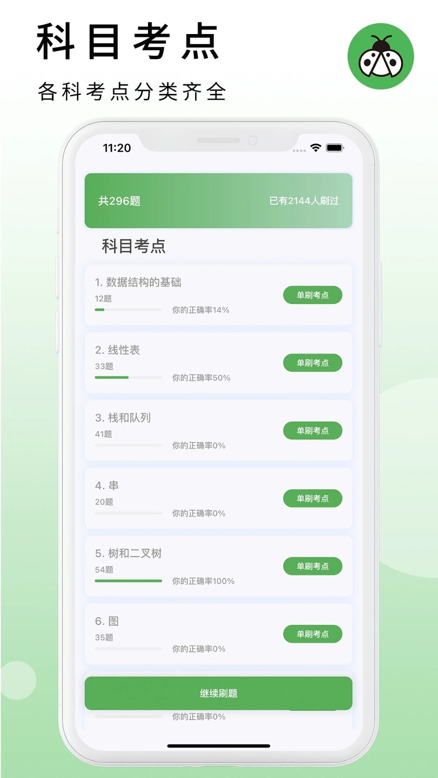 码虫刷题app高效备考题库推荐 手机刷题界面截图