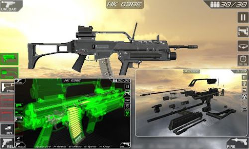 枪的3D模拟游戏射击体验和枪械拆解界面