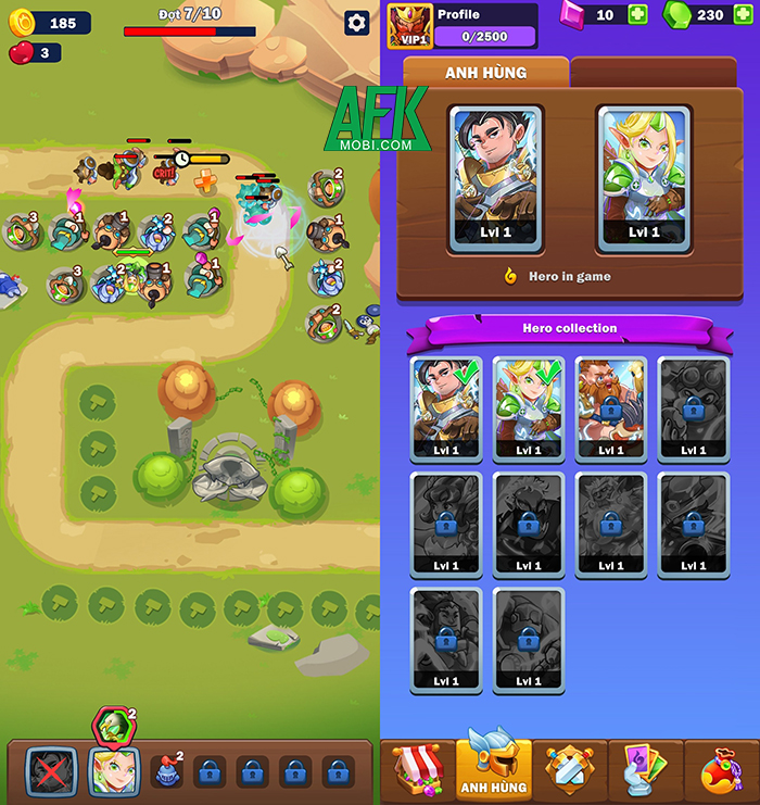 皇家突袭塔防手机游戏(Raid Royal TD) 中期阵容搭配与英雄技能升级界面