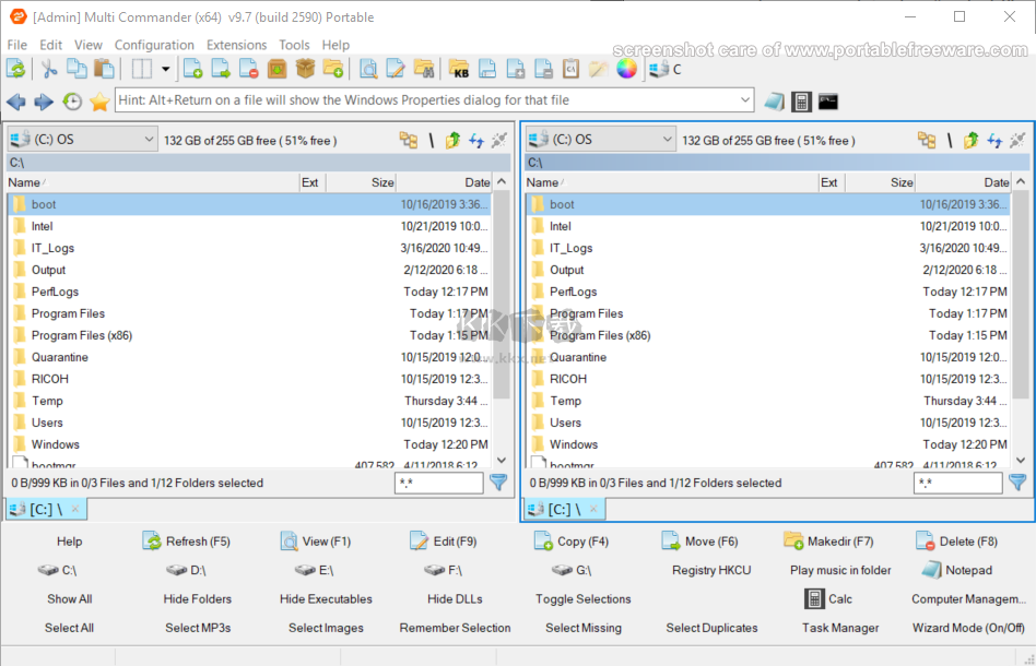 Multi Commander 标签页和双窗口分栏使用示意图