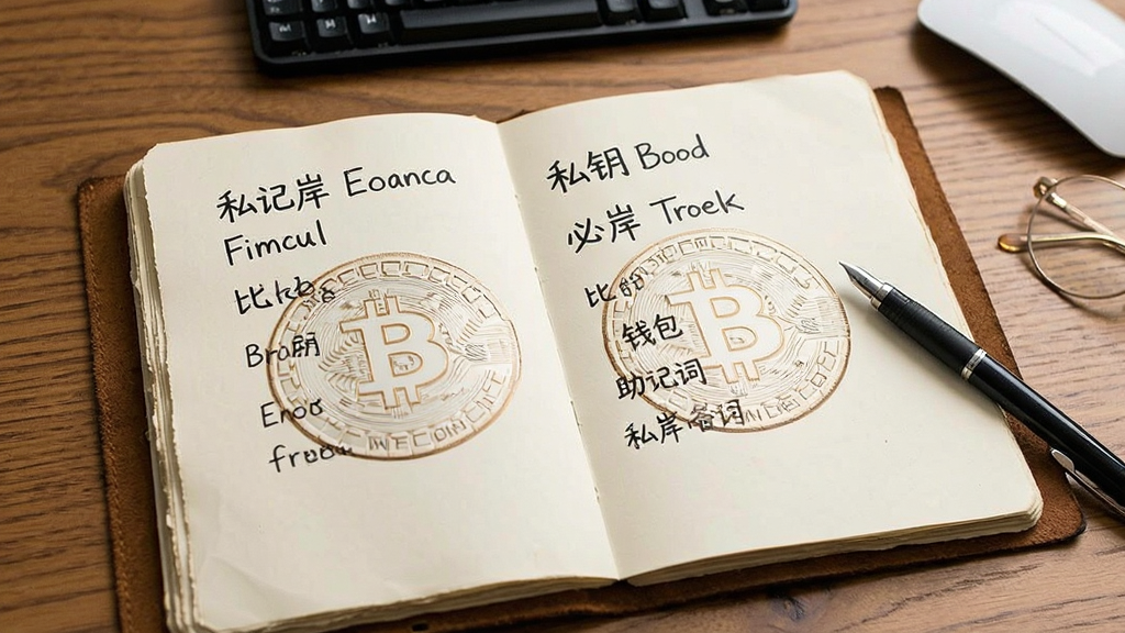 必岸 比特币 钱包 助记词手抄备份 私钥保管 配图