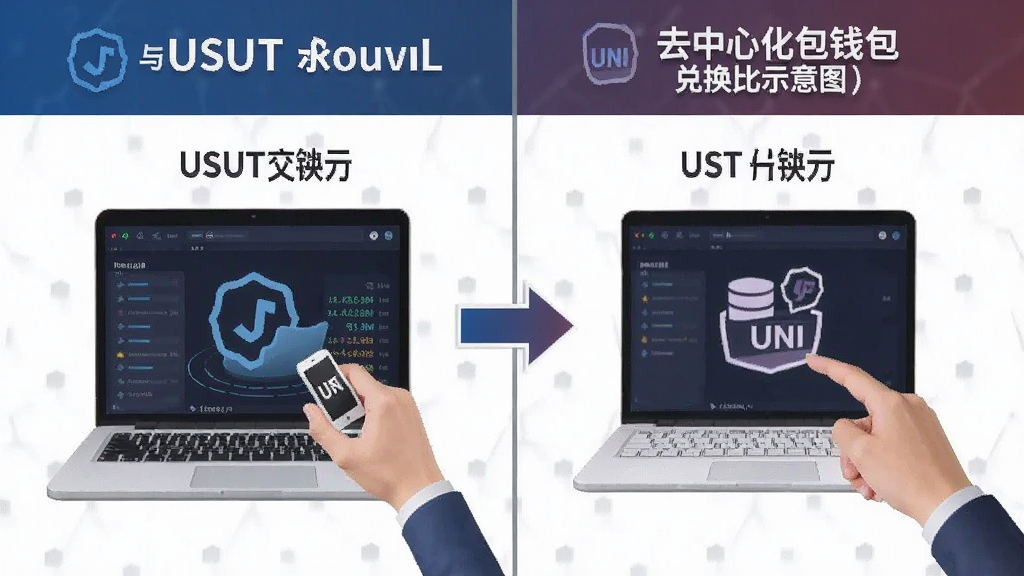 USDT和UNI在交易所与去中心化钱包兑换对比示意图